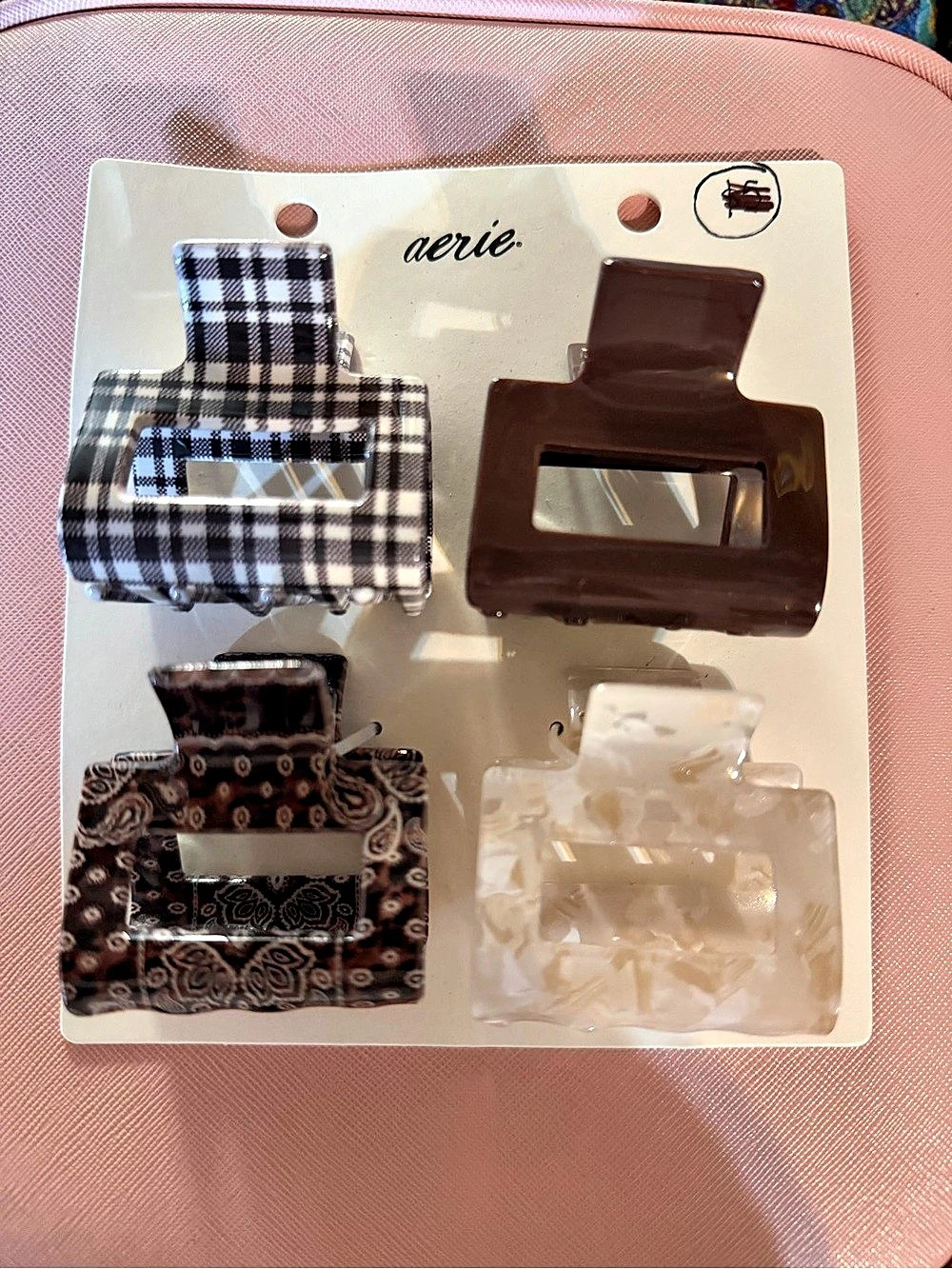 aerie Square Hair Clip 4-Pack Black & Brown
